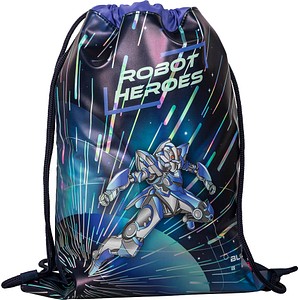 BRUNNEN Turnbeutel ROBOT HEROES Kunstfaser dunkelblau, mint, lila
