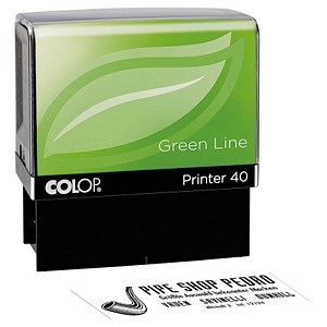 COLOP Textstempel, individualisierbar Printer 40 Green Line selbstfärbend schwarz mit Logo