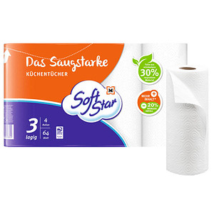 Soft Star Küchenrollen Das Saugstarke 3-lagig, 4 Rollen