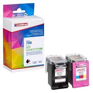 edding EDD-708 schwarz, color Druckerpatronen kompatibel zu HP 303XL (T6N04AE/T6N03AE), 2er-Set