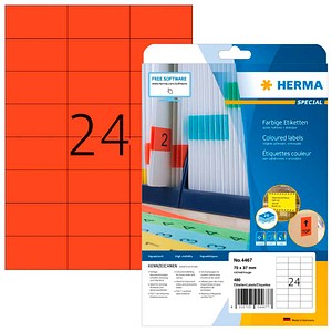 HERMA Etiketten 4467 rot 70,0 x 37,0 mm, 20 Blatt