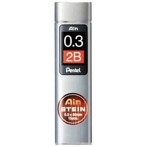 Pentel Ain Stein C273 Feinminen-Bleistiftminen schwarz 2B 0,3 mm, 15 St.