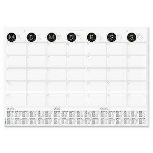 SIGEL Schreibtischunterlage MONATSPLANER 2026/2027/2028 schwarz/weiß Papier 59,5 x 41,0 cm, 12 Blatt