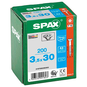 SPAX® Universalschrauben T15 Senkkopf Edelstahl A2 3,5 mm x 30mm, 200 St.