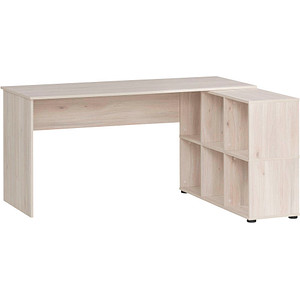 MÖBELPARTNER 400 Schreibtisch sandeiche rechteckig, Wangen-Gestell weiß 150,0 x 65,0 cm