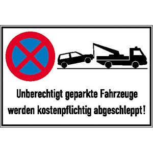 SafetyMarking® Verbotsschild "Absolutes Halteverbot, unberechtigt geparkte Fahrzeuge werden kostenpflichtig abgeschleppt