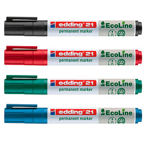 edding 21 EcoLine Permanentmarker farbsortiert 1,5 - 3,0 mm, 4 St.
