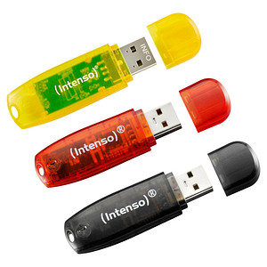 3 Intenso USB-Sticks Rainbow Line rot, gelb, schwarz 32 GB