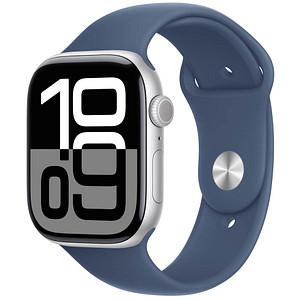 Apple Watch Series 10 46 mm Aluminium (GPS) Sportarmband S/M  denim, silber