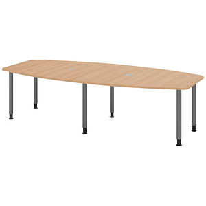 HAMMERBACHER Konferenztisch KT28C eiche Tonnenform, Rundrohr grau, 280,0 x 85,0/130,0 x 72,0 - 74,0 cm