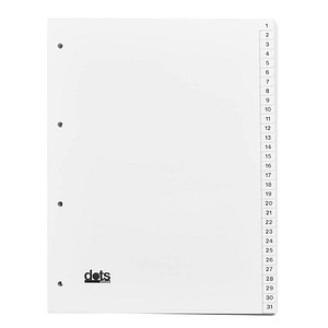 5 dots Ordnerregister DIN A4 Vollformat 1-31 weiß 31-teilig 5 dots Ordnerregister DIN A4 Vollformat 1-31 weiß 31-teilig
