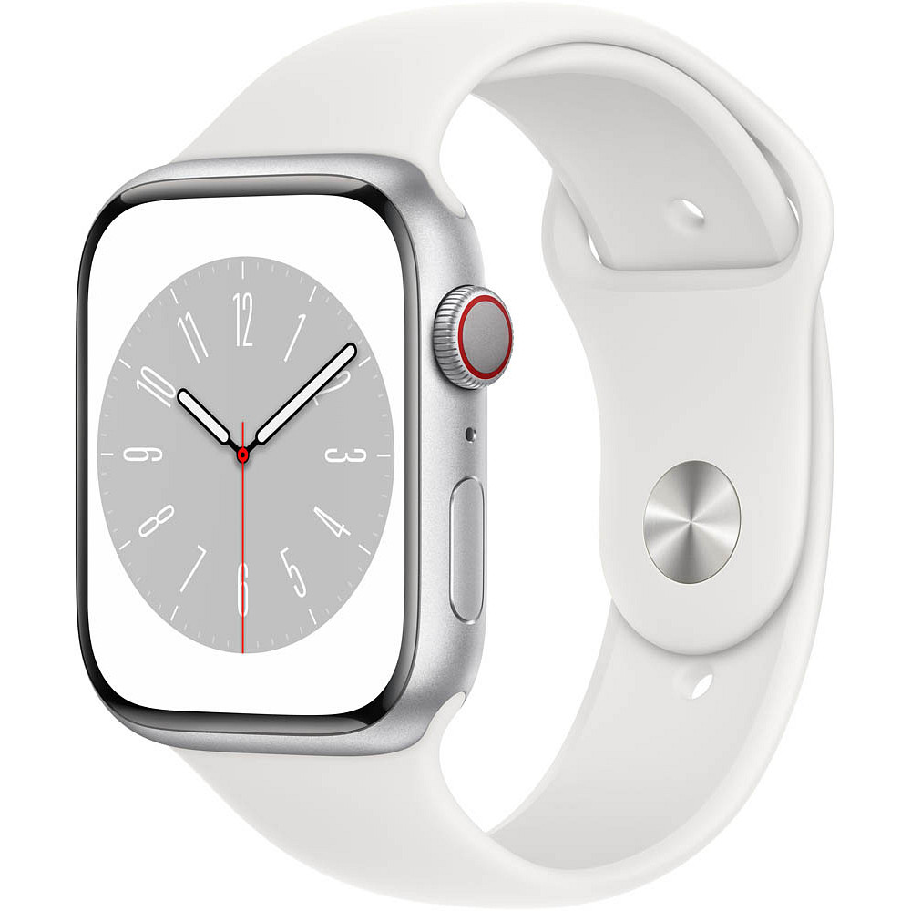 Cellular) Watch weiß + silber, Series (GPS mm 8 Apple ++ büroplus 45