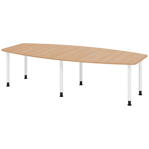 HAMMERBACHER Konferenztisch KT28C eiche Tonnenform, Rundrohr weiß, 280,0 x 85,0/130,0 x 72,0 - 74,0 cm