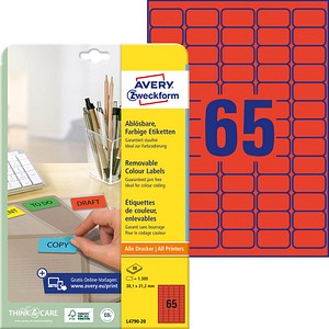 AVERY Zweckform Etiketten rot 38,1 x 21,2 mm, 20 Blatt