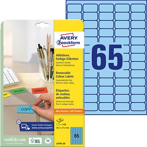 AVERY Zweckform Etiketten blau 38,1 x 21,2 mm, 20 Blatt