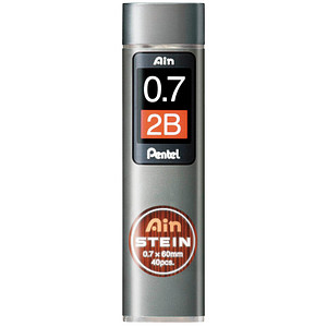 Pentel Ain Stein C277 Feinminen-Bleistiftminen schwarz 2B 0,7 mm, 40 St.