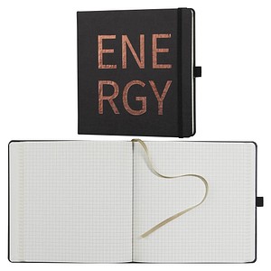 Lediberg Notizbuch ENERGY quadratisch kariert, schwarz Hardcover 240 Seiten, 1 St.