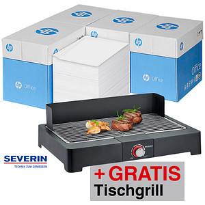 AKTION: HP Kopierpapier Office DIN A4 80 g/qm 5x 2.500 Blatt + GRATIS Severin Tischgrill PG8560 AKTION: HP Kopierpapier Office DIN A4 80 g/qm 5x 2.500 Blatt + GRATIS Severin Tischgrill PG8560