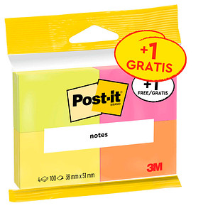 3 + 1 GRATIS: Post-it® Super Sticky Notes 653 Haftnotizen farbsortiert 3 Blöcke + GRATIS 1 Blöcke