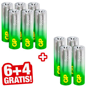 6 + 4 GRATIS: 6 GP Batterien SUPER Mignon AA 1,5 V + GRATIS 4 St.