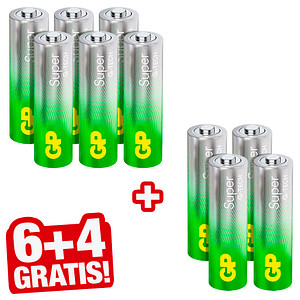 6 + 4 GRATIS: 6 GP Batterien SUPER Micro AAA 1,5 V + GRATIS 4 St.