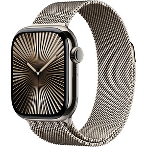 Apple Watch Series 10 42 mm Titan (GPS+Cellular) Milanaise Armband S/M  natur