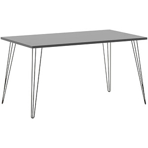 MÖBELPARTNER Fynn Schreibtisch platingrau rechteckig, 4-Fuß-Gestell schwarz 120,0 x 80,0 cm