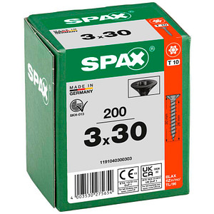 SPAX® Universalschrauben T10 Senkkopf BLAX 3 mm x 30mm, 200 St.