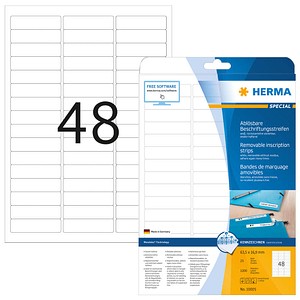 HERMA Etiketten 10005 weiß 63,5 x 16,9 mm, 25 Blatt