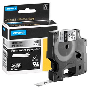 DYMO Schriftband RHINO  18485, 9 mm, schwarz auf silber, 1 St.