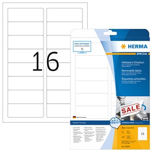 HERMA Etiketten 10009 weiß 88,9 x 33,8 mm, 25 Blatt