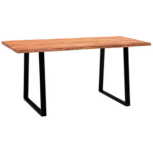 WOHNLING Esstisch akazie rechteckig, Trapez-Gestell schwarz, 200,0 x 100,0 x 76,0 cm