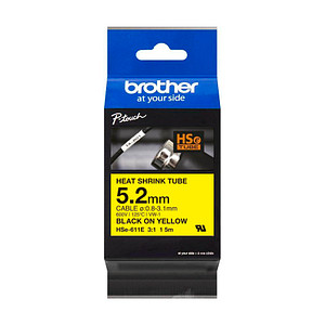 brother Schrumpfschlauch HSe-611E HSE611E, 5,2 mm schwarz auf gelb