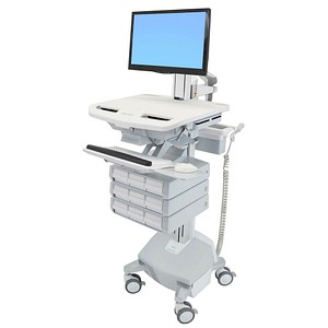 ergotron Visitenwagen StyleView SV44 Monitor Gelenk grau für 1 Monitor, 1 Tastatur, 1 Maus, CPU, Notebook, Kamera, Scanner