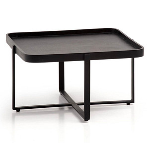 WOHNLING Couchtisch Massivholz schwarz 65,0 x 65,0 x 35,0 cm