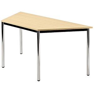 HAMMERBACHER Konferenztisch ahorn, chrom Trapezform, Rundrohr chrom, 160,0 x 69,0 x 72,0 cm