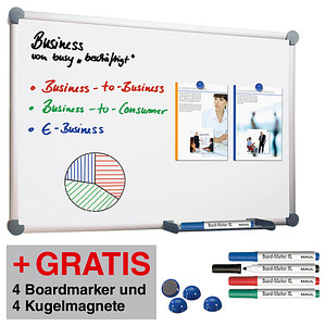 AKTION: MAUL Whiteboard 2000 MAULpro 180,0 x 90,0 cm weiß emaillierter Stahl + GRATIS 4 Boardmarker farbsortiert und 4 K