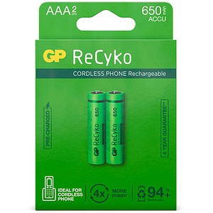 2 GP Akkus ReCyko+ Micro AAA 650 mAh