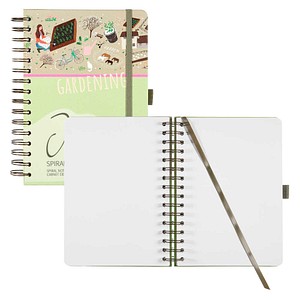 SIGEL Notizbuch mit Spirale Jolie® ca. DIN A5 blanko, braun, grün, rosa Hardcover 240 Seiten, 1 St.