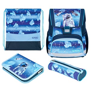 herlitz Schulranzen-Set Loop Plus Cosmic Explorer Kunstfaser grün