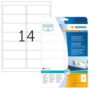 HERMA Adressetiketten 10016 weiß 99,1 x 38,1 mm, 25 Blatt