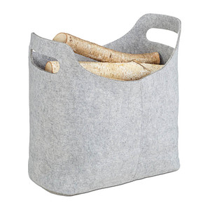 relaxdays Kaminholztasche 20,0 l hellgrau 40,0 x 23,0 x 39,5 cm