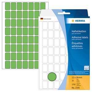 HERMA Etiketten 2345 grün 18,0 x 12,0 mm, 32 Blatt