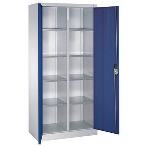 CP Stahlschrank 8921-311 S10193 lichtgrau, enzianblau 93,0 x 50,0 x 195,0 cm, aufgebaut