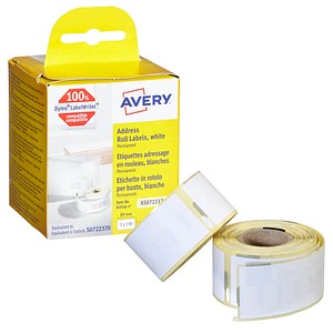 AVERY Zweckform Etikettenrollen für Etikettendrucker AS0722370 weiß, 89,0 x 28,0 mm, 2 x 130 Etiketten