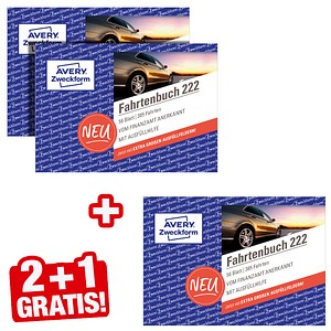 2 + 1 GRATIS: AVERY Zweckform Fahrtenbuch, Pkw mit Kraftstoffverbrauch Formularbücher, 2 St. + GRATIS 1 St.