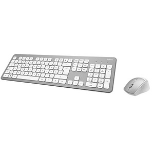 hama KMW-700 Tastatur-Maus-Set kabellos silber, weiß