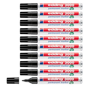 edding 3000 Permanentmarker schwarz 1,5 - 3,0 mm, 10 St.