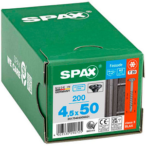 SPAX® Fassadenschrauben T20 Linsenkopf BLAX A2 4,5 mm x 50 mm, 200 St.