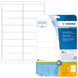 HERMA Adressetiketten 5075 weiß 99,1 x 33,8 mm, 25 Blatt